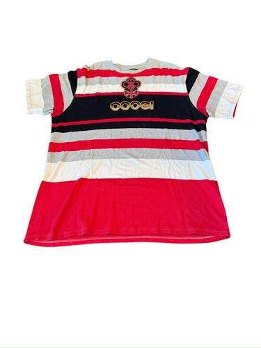 Coogi Mens Short Sleeve Shirt XXL Red Black Gray Striped - Picture 2 of 7
