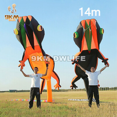 9KM 14m Giant Gecko Kite 45ft Single Line Kite 30D Ripstop Nylon Fabric with Bag