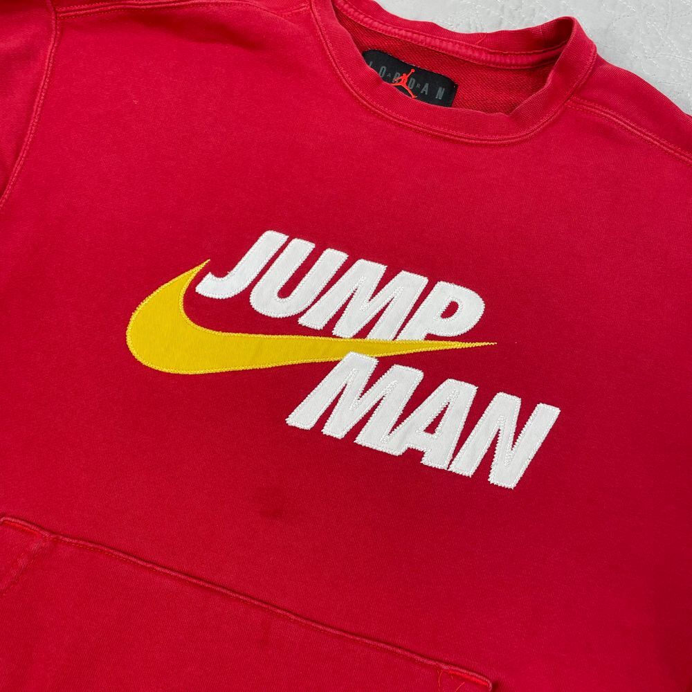 Air Jordan Sweatshirt Jump Man Nike Swoosh Red Crewneck Streetwear Pocket Small