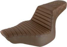 SADDLEMEN Step-Up Seat - Front Tuck-n-Roll/Rear Lattice Stitch - Brown