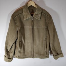 London Fog Sherpa Jacket Brown Velvet Bomber Sherpa Lined Size Large Women's