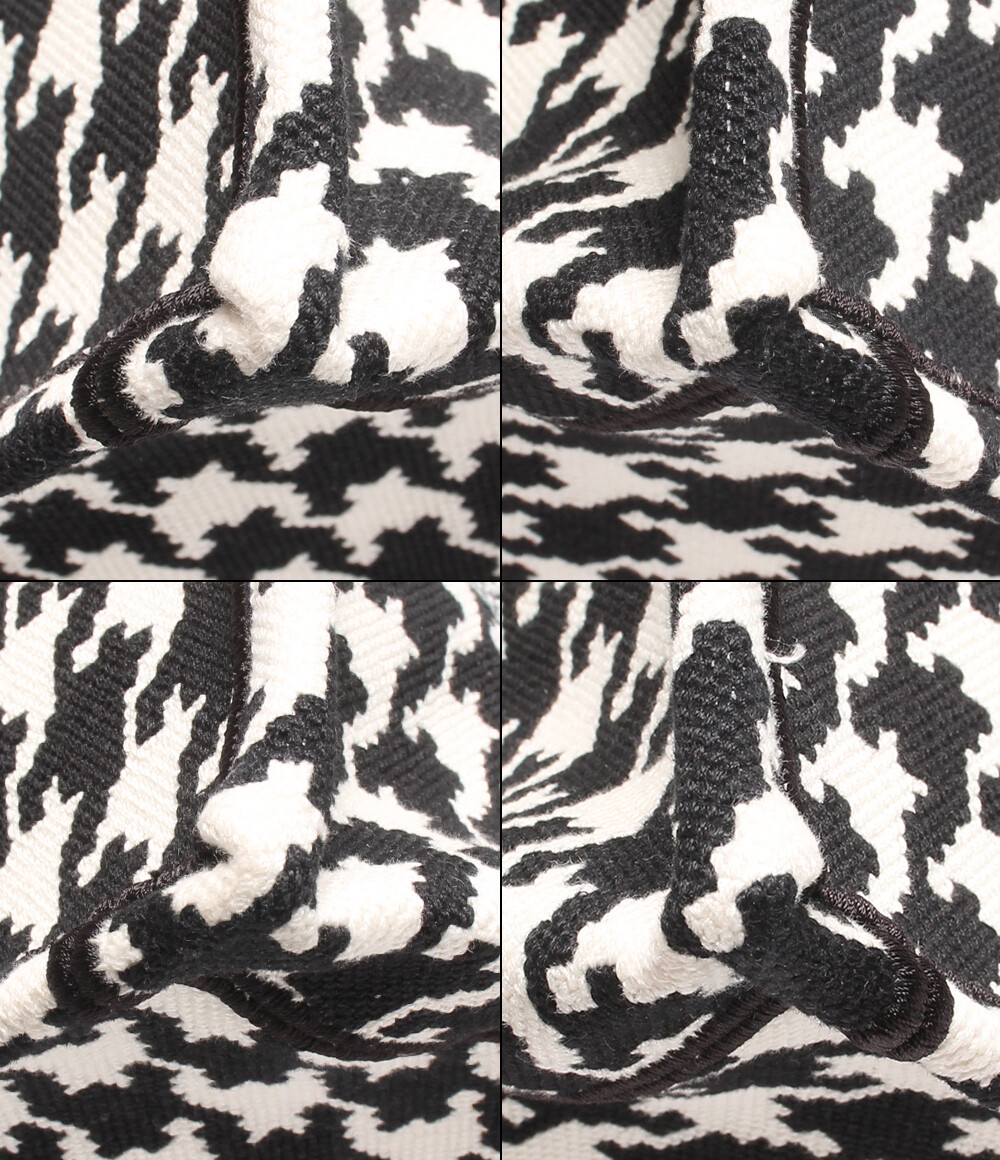 Christian Dior Tote Bag Houndstooth Black White Medium 50-Ma