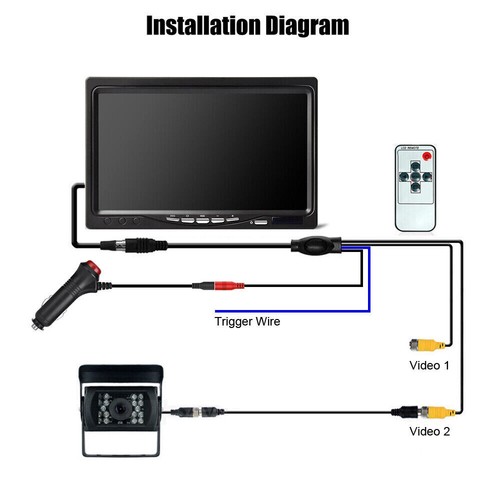 7'' Backup Camera and Monitor Kit System DC12-24V Truck Reversing Night Vision - Bild 8 von 9