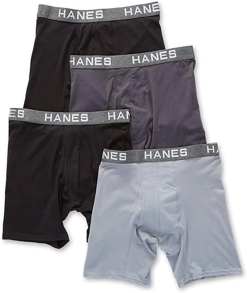 Paquete de 4 calzoncillos boxer Hanes 295565 Platinum ComfortFlex Fit negros/grises LG Foto 2 de 2