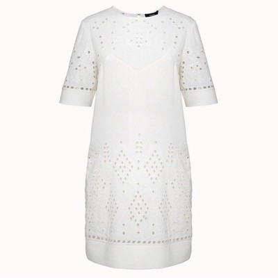 Nwt Theory Idetteah Eyelet Crepe Shift Dress Ghost White size 12