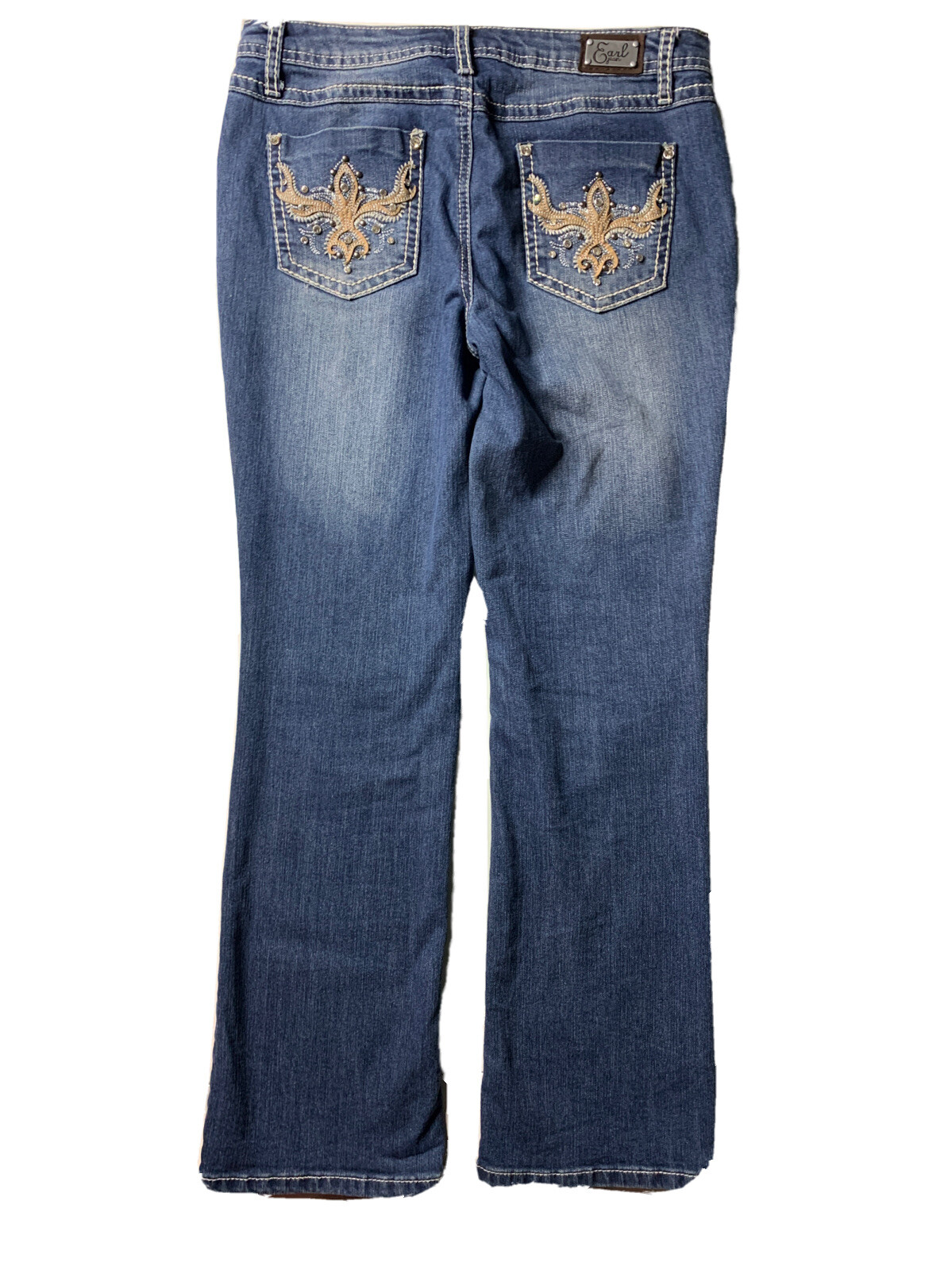 WOMENS EARL JEAN BOOT CUT STRETCH JEANS SIZE 8P POCKETS EMBELLISHED