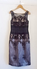 Phase Eight shift Dress Lace ladies Black Evening Occasion Floral in Size 10