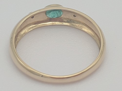 Gelbgold Smaragd Ring / 585 Gold / 0,25ct Smaragd / 0,01ct Diamant / 1,6g / RG55 - Imagen 2 de 3