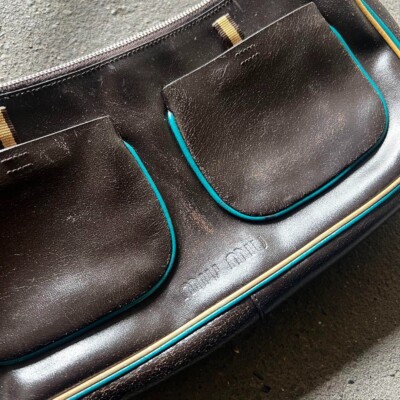 MIU MIU 90s Archive Curved Piping Bag black used JAPAN F/S MIU MIU 90s Archive Curved Piping Bag black used JAPAN F/S