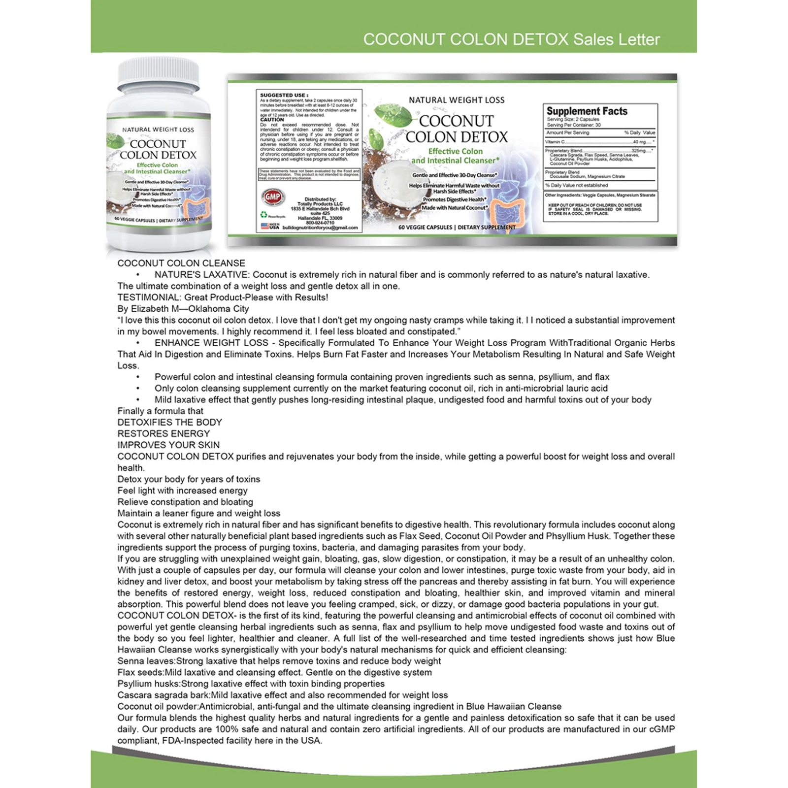 Coconut Colon Detox Caps Apple Cider Vinegar Cleanse Detox Weight Loss