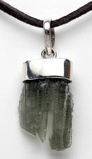 MOLDAVITE STERLING SILVER PENDANT Tektite Meteorite Mineral Specimen US Seller
