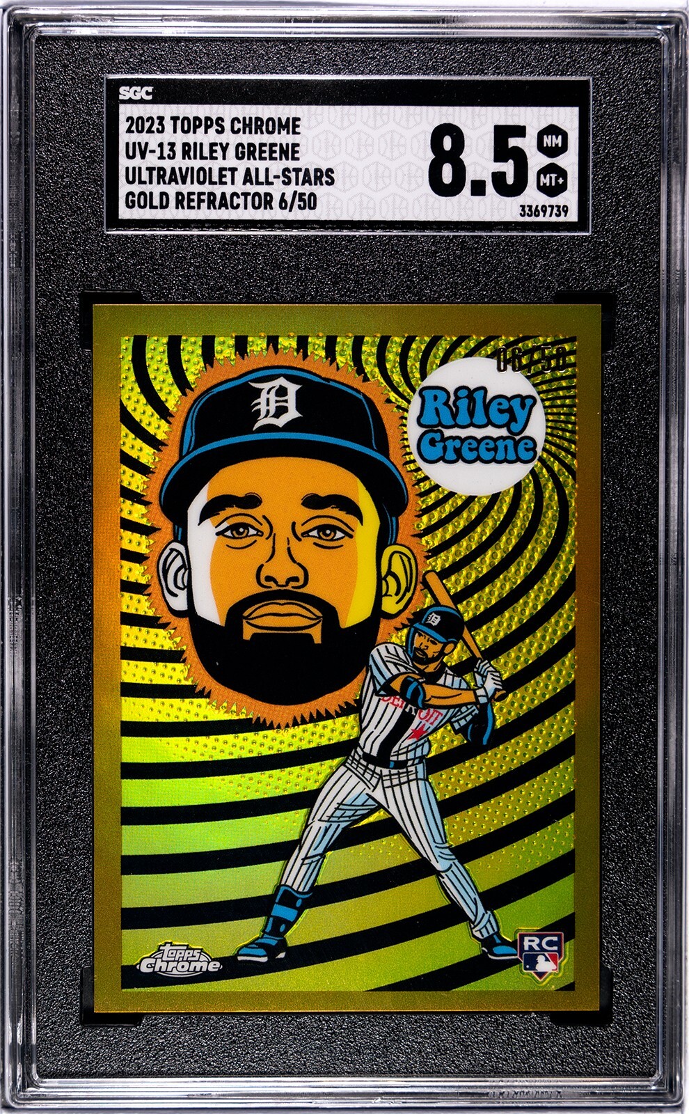 2023 Topps Chrome - Riley Greene (RC) - /50 - Gold Refractor - Ultraviolet UV-13