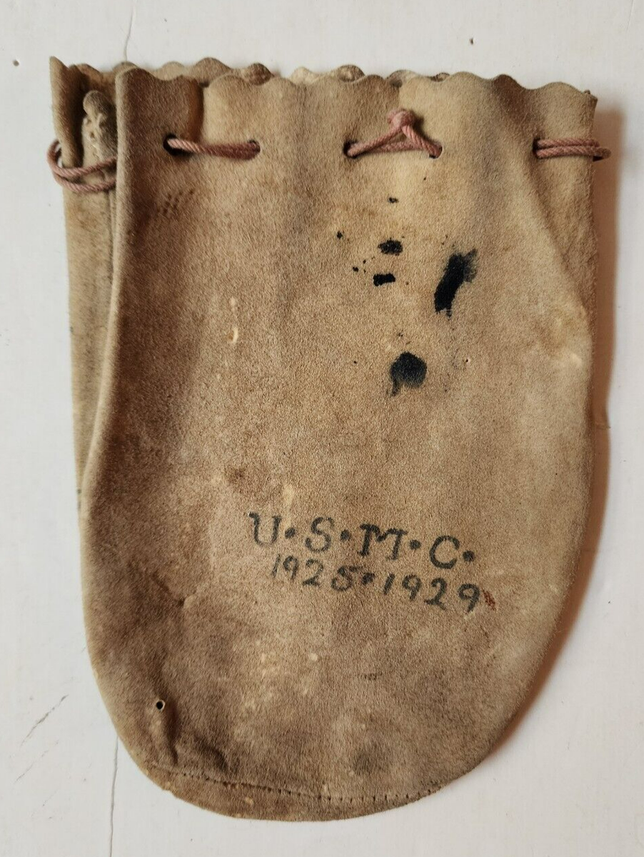 antique leather tobacco pouch Vtg Leather Tobacco Pouch - WWI Era - USMC - K.R. Bryant & his Travels  1925-29