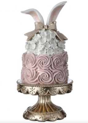 Regency 13.5 Inch Resin Easter Cake Bunny Ears Pedestal Spring Decoration