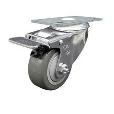 3 Inch SS Gray Polyurethane Top Plate Caster with Total Lock Brake SCC