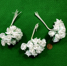 Small White Faux Silk Rose Buds - Vintage