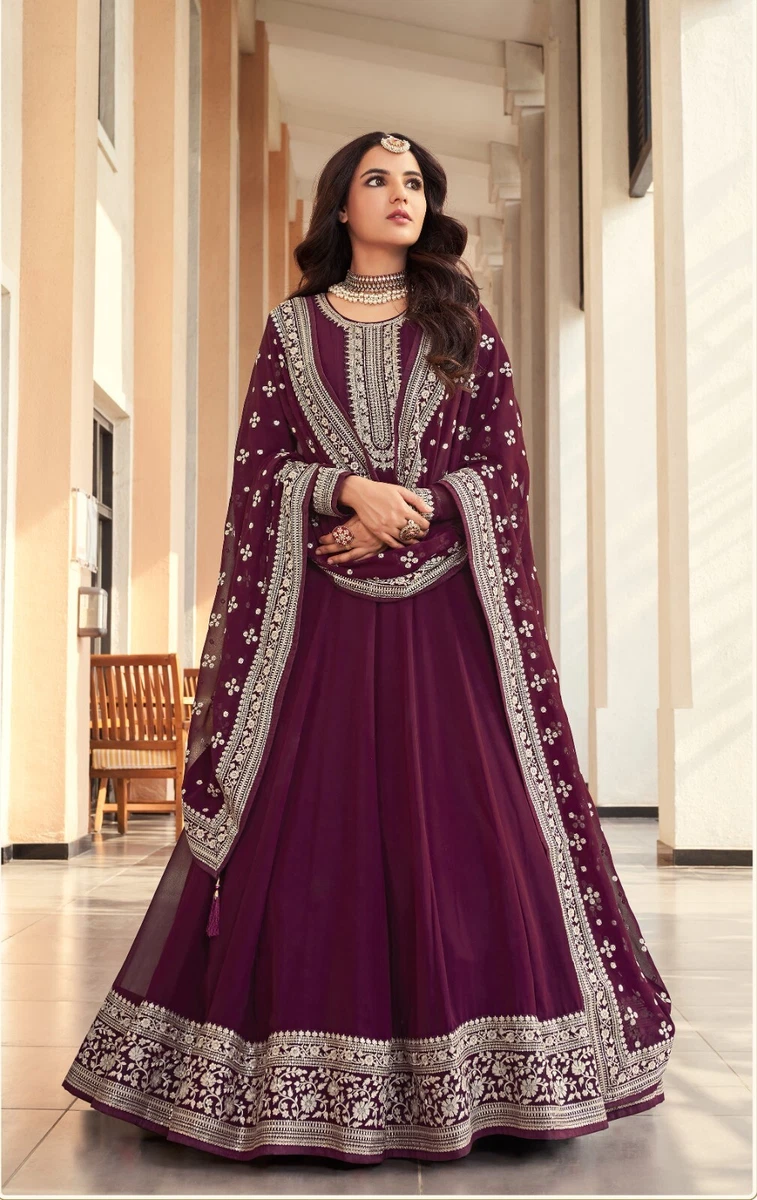 Indian Designer Purple Faux Georgette Anarkali Suit, Anarkali Gown.  Traditional Gown, Party Wear Salwar Suit for Women, Ethnic Gown, Dresses -  Etsy Sweden