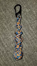 1” Monkey Fist Paracord Keychain Steel Ball Bearing Twisted Braid Fire & Ice