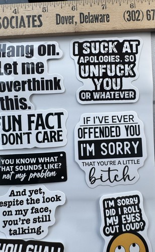 Lot Of 12 Funny Sarcastic Vinyl Waterproof Stickers Decals - Picture 6 of 7