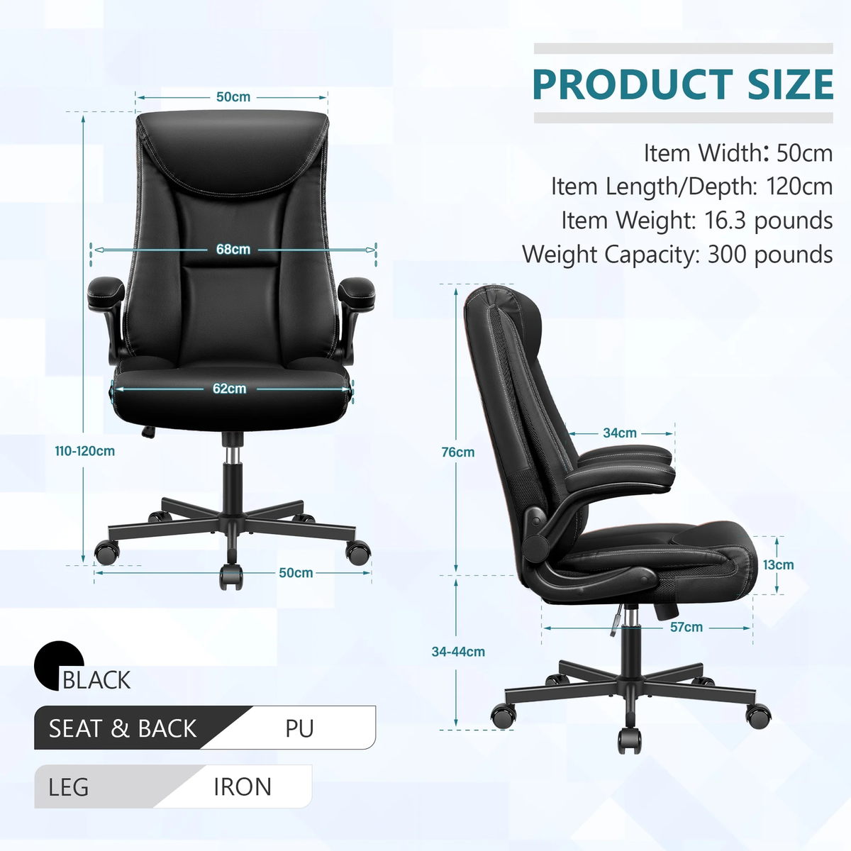 Coolhut LX-8088 Black Ergonomic Office Chair with Back Support