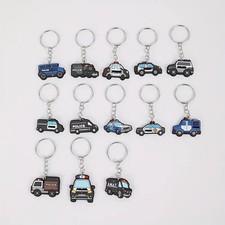 Set 13 Portachiavi Gommati mezzi di Polizia Swat stile Cartoon