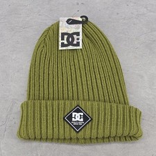 DC Shoes Beanie Hat Men's Green Olive Stretch Ribbed Knit Cuffed Cap One Size