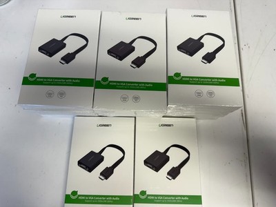 Lot of 17 UGREEN 40248 HDMI to VGA Converter with Audio 1920X1080/60HZ, Black