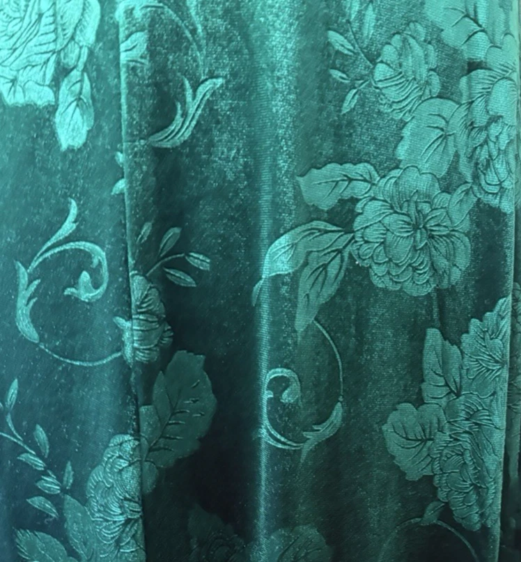 Women's Y2K Green Velvet Burnout Midi Dress Puff Sleeves Smocking Small HOCO - Image 2 of 4