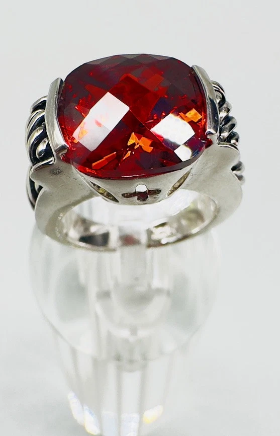 Anillo Park Lane Marea Carmesí Rojo Tono Plata Talla 5 Retirado Chapado en Rodio Foto 2 de 4