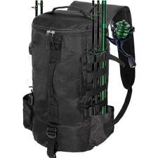 Lightweight Fishing Tackle Backpack Water Resistant 4 Rod Holder Gear Storage