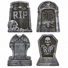 4PC Halloween Tombstone Graveyard Decorations Foam RIP Headstones Haunted House