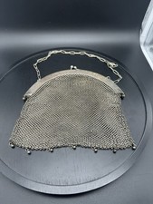 Antique German Silver Metal Mesh Clutch Hand Bag