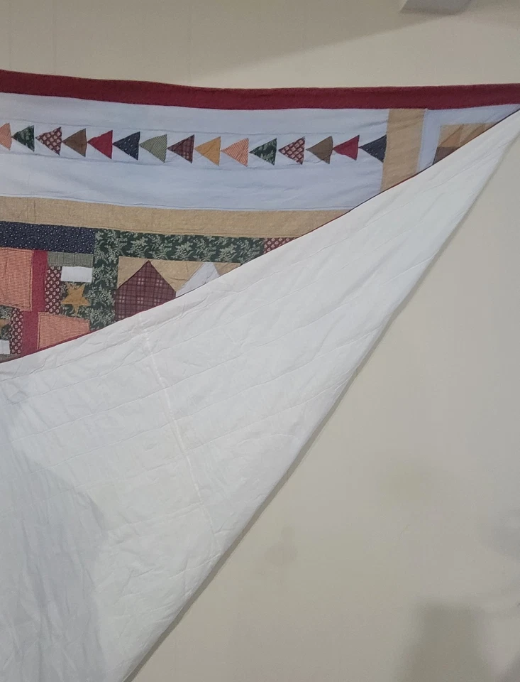 Edredón Vintage Country Navidad Granny Core Cabin Moose Bear Trees 84x64" Foto 2 de 4