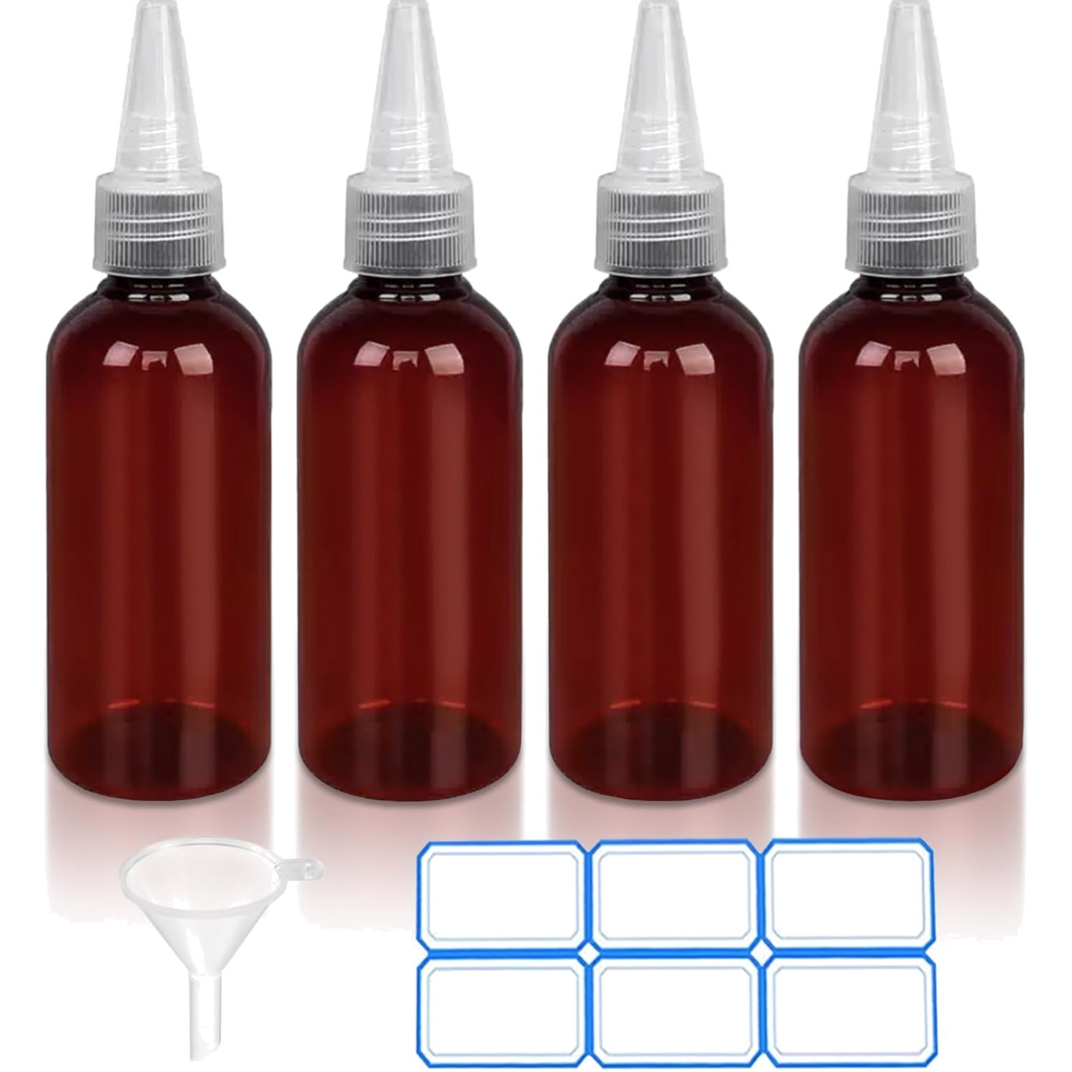 Bottles With Funnel Labels Leak Proof