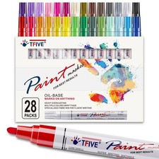 TFIVE Paint Markers Pens Set, 28 Color Oil-Based Permanent Paint Marker, Medi...