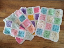 3 Patchwork Crochet Knitted Baby Pram Blankets Handmade New