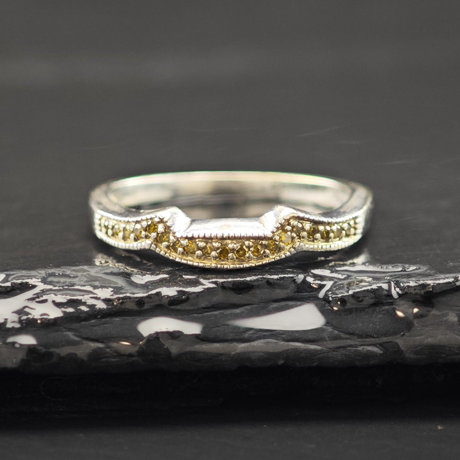 Stackable Yellow Diamond Ring Sterling Silver Siz… - image 3