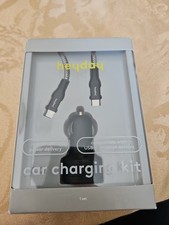 USB Car Charger with 6' USB-C to USB-C Braided Cable - heyday Matte Black