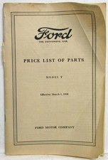 1930 Ford Model T Price List Of Parts Orig Effect March 1 1930 For 1909 To1927
