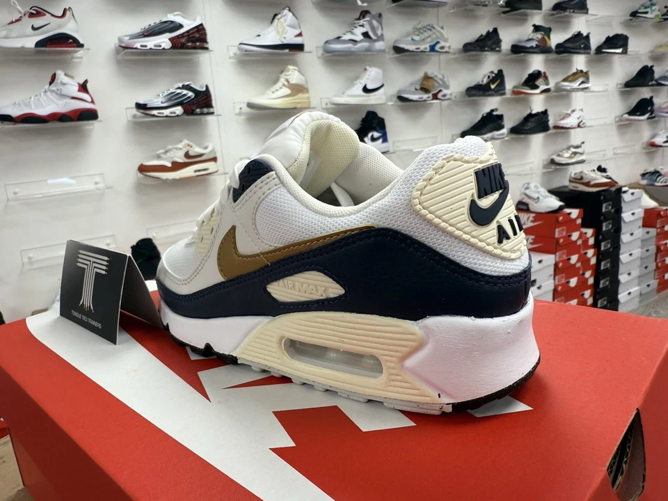 Nike Air Max 90 “White/Gold/Cream” ~ HF3444 100 ~ Uk Size 6 ~ Euro 40 - Image 3 of 4