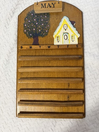 Wood Wall Perpetual Calendar Plaque w/ Removable Month Tags JAN-DEC * No Tiles*