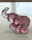 Vintage Fenton Glass Rose Pink/Cherry Elephant Trunk Up Decorative Collectible