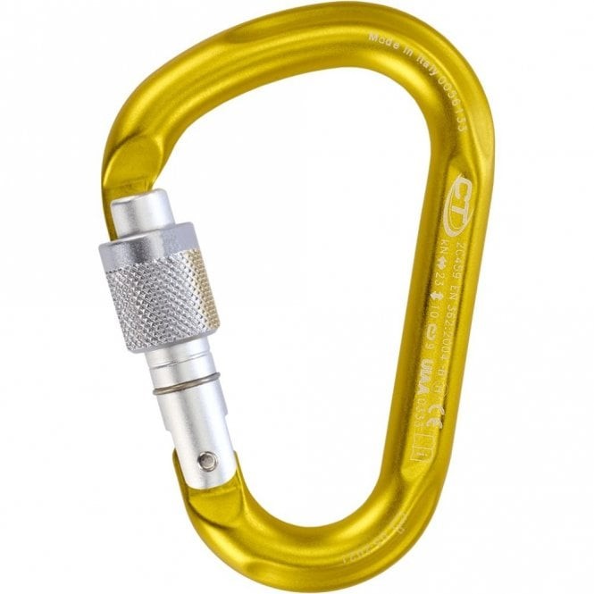Climbing Technology Snappy Screw Gate HMS Carabiner - Yellow/Silver