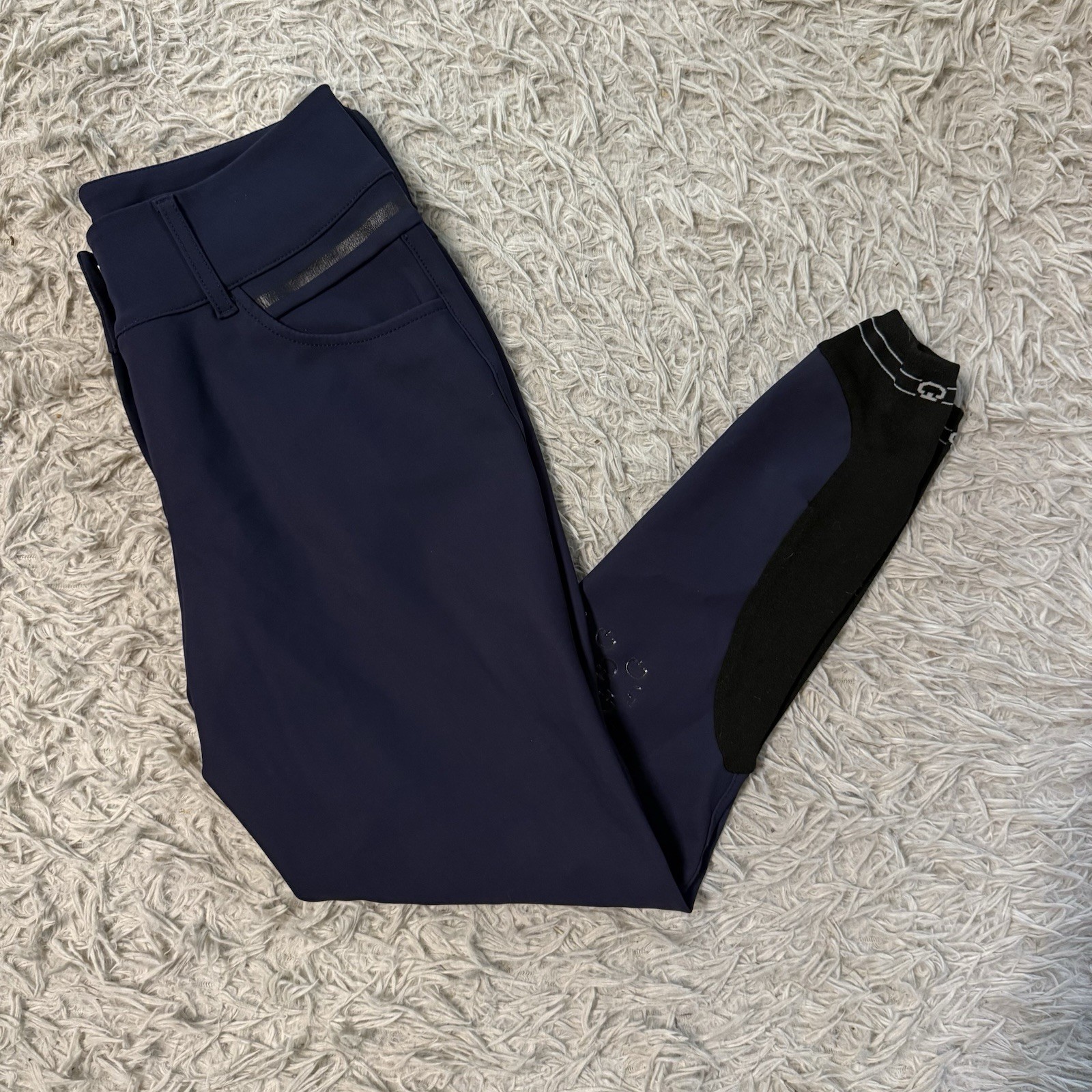 Women’s Size IT44 Navy Cavalleria Toscana Knee Patch Horseback Riding Breeches