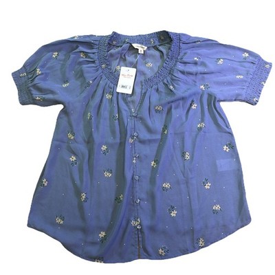Lucky Brand Top Womens XS Blue Floral Lightweight Preppy NWT MSRP $69.99