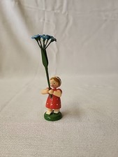 Blumenkind, Mädchen mit Blume, Holzfigur, Erzgebirge, Weha Straco 