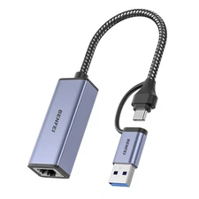 USB 3.0 to Ethernet Adapter C RJ45 Gigabit LAN 1000Mbps Gray
