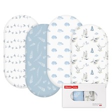 Gllquen Baby Bassinet Sheets 4 Pack, Breathable Cozy Fitted Bassinet, Pigeon
