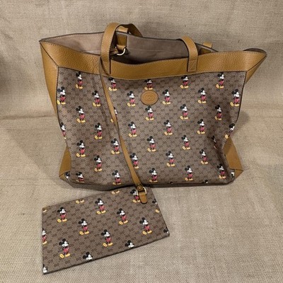Gucci x Disney Mickey Mouse Medium Tote Bag 547947 Mini GG Supreme Canvas Pouch