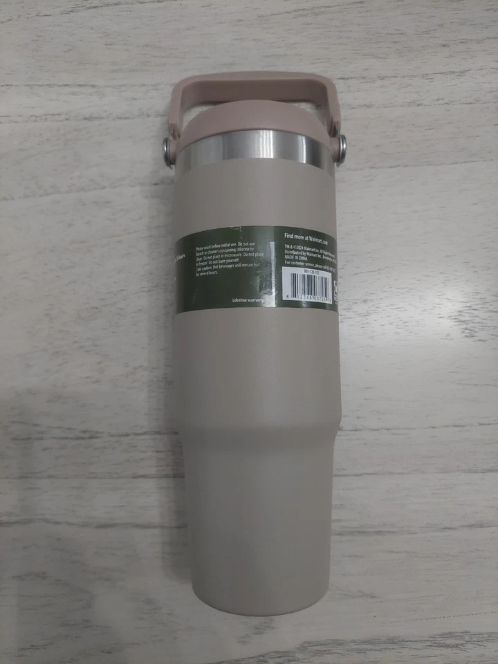 Vaso de acero inoxidable aislado Ozark Trail 30 oz mango giratorio marrón claro/bronceado Foto 3 de 4